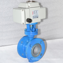 high quality metal sealing ss304 three eccentric butterfly valve with electric actuator